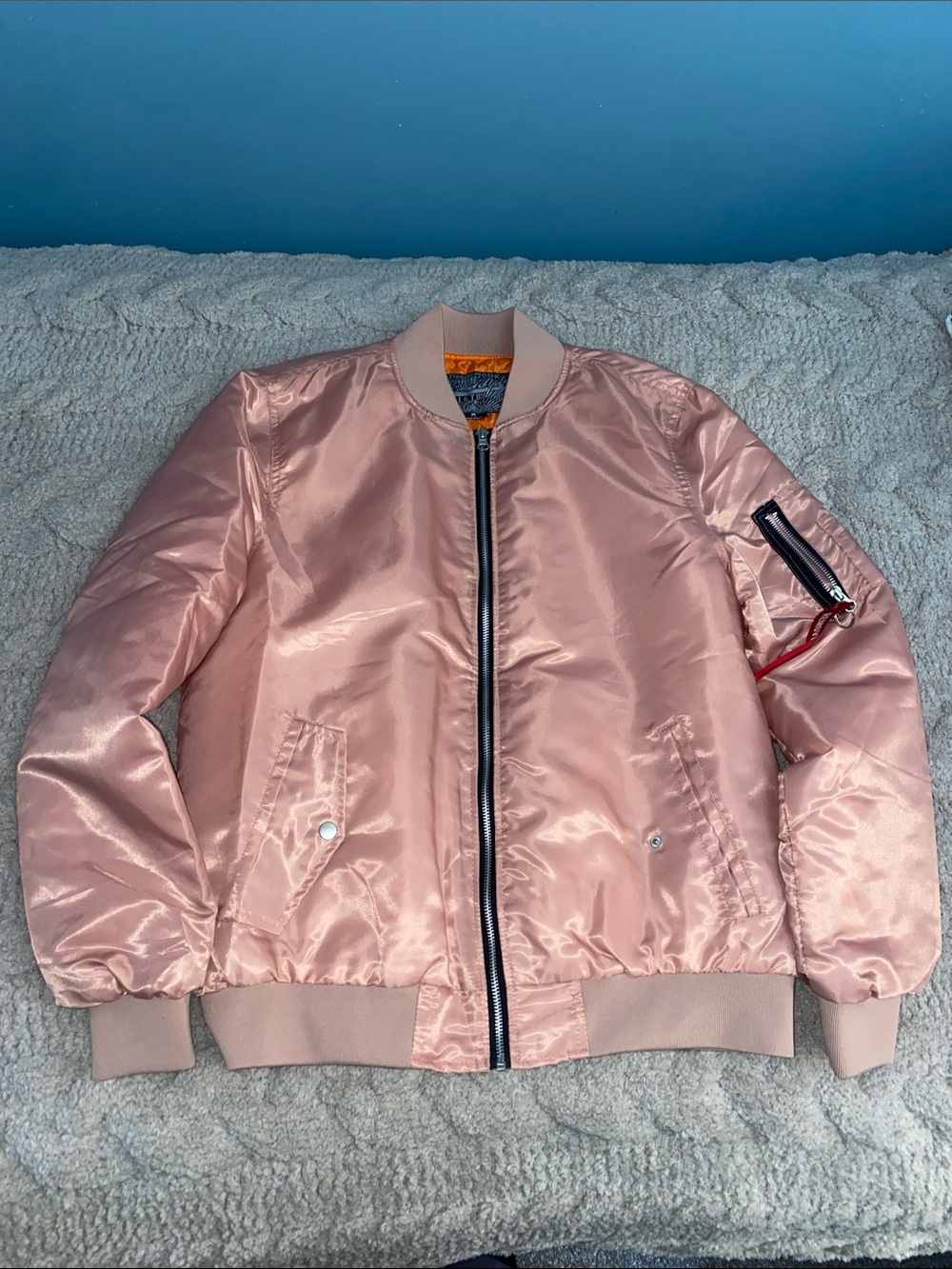 Satin Dusty Pink Bomber Jacket